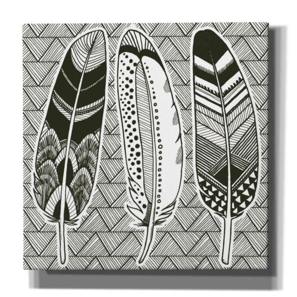 Geo Feathers I Zentangle  by Sara Zieve Miller, Canvas Wall Art Fashion