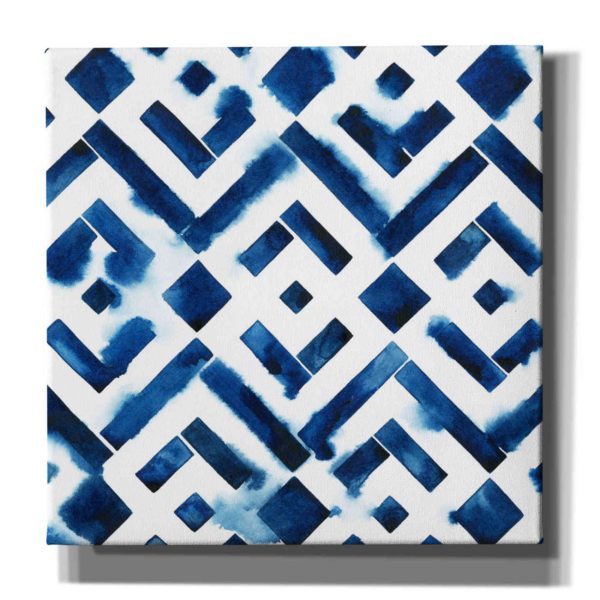 Cobalt Watercolor Tiles II  by Grace Popp, Canvas Wall Glass on Sale