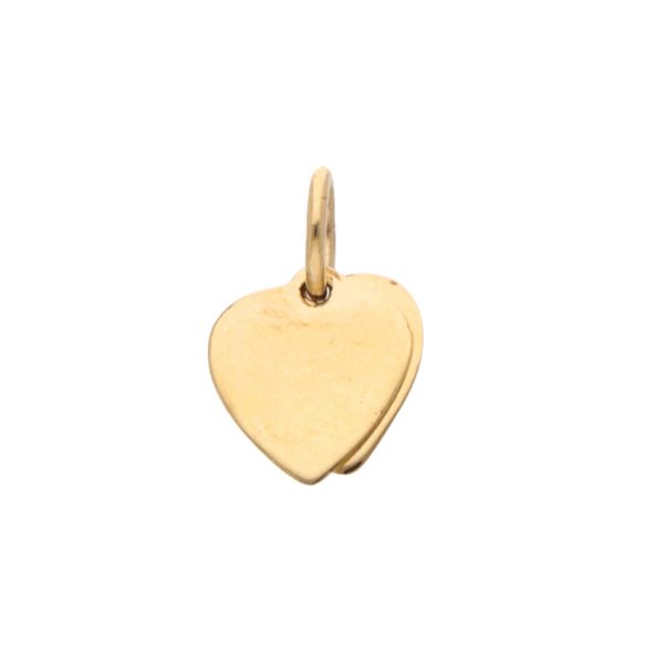 Dije diseño especial motivo corazones con sintético en oro amarillo 18 kilates. Fashion