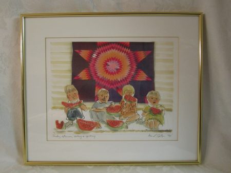 Ann L. Carter (Kansas) 1993 Original Art children, watermelon, quilt Exceptional Online Hot Sale