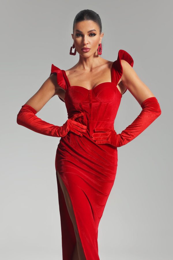 Bianca Bodycon Red Velvet dress on Sale