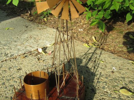 Windmill Water Pump Original Sculpture copper wood signed 1978 Mike Hinz Heinz ? Online Sale